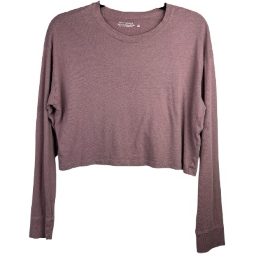 Abercrombie&Fitch Cropped Boyfriend Mauve XS Soft Long Sleeve Coquette Tee